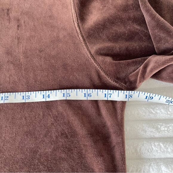 Active Basic Chocolate Brown Velour Zip-Up Hoodie Women's Medium Soft Stretchy - Picture 6 of 11
